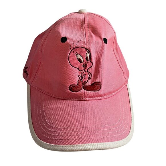 Tweety Hat Cap Strap Back Pink Looney Tunes Embroidered Cartoon Flower Womens - Picture 1 of 7